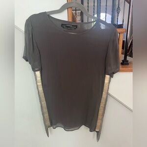 All Saints Gray Top with Gold Accents